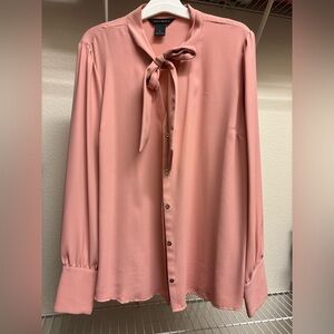 Women’s Investments Tie-Neck Pearl Cuff Blouse - Large